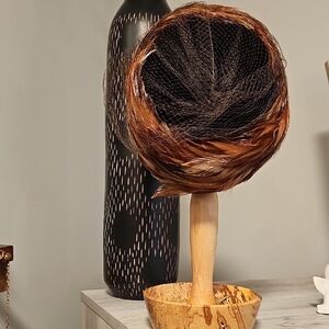 Valerie Modes Vintage Feathered, Meshed Toque or Pill Box Hat, Women's, Size S